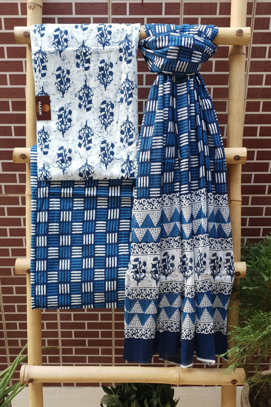 Blue & White HBP Cotton Suit with Mul Dupatta CMHB-0014