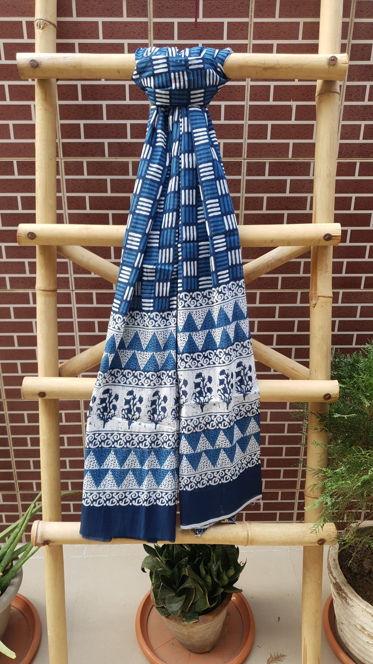 Blue & White HBP Cotton Suit with Mul Dupatta CMHB-0014