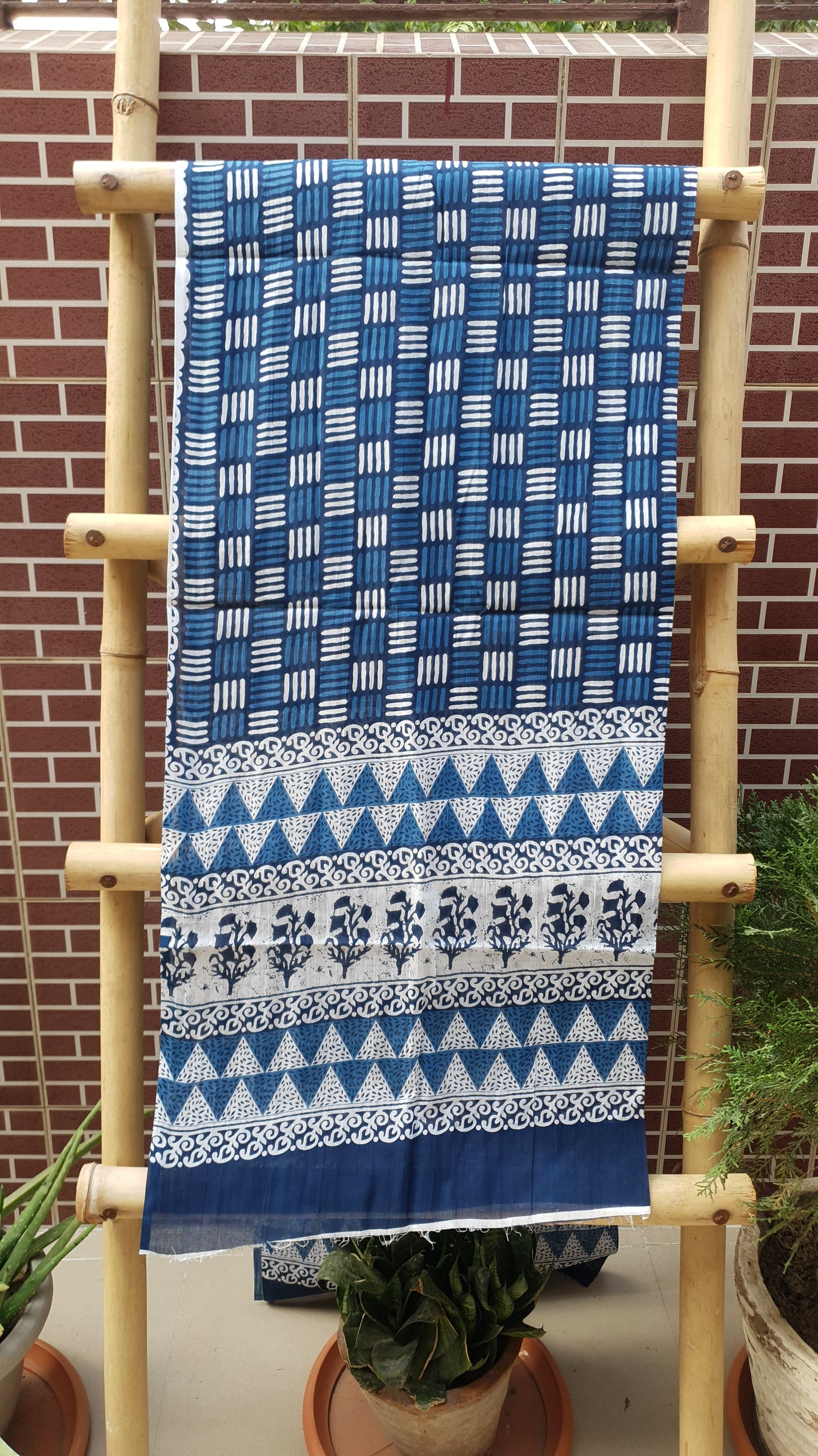 Blue & White HBP Cotton Suit with Mul Dupatta CMHB-0014