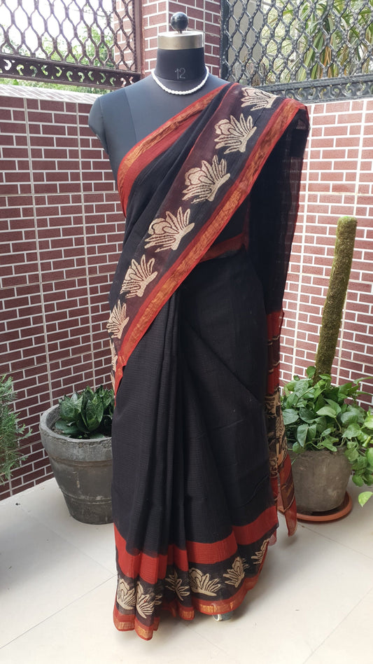 Black Copper Kota Doria Saree KDHB-0001