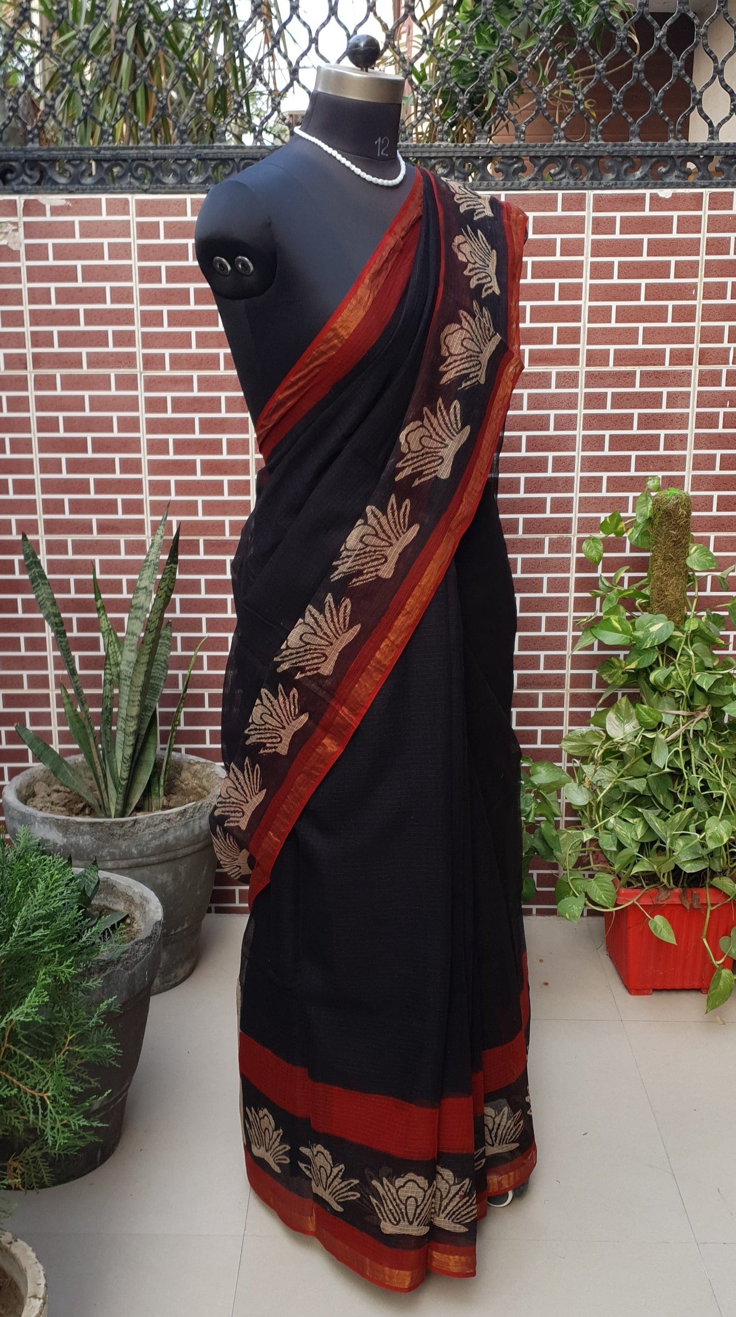 Black Copper Kota Doria Saree KDHB-0001