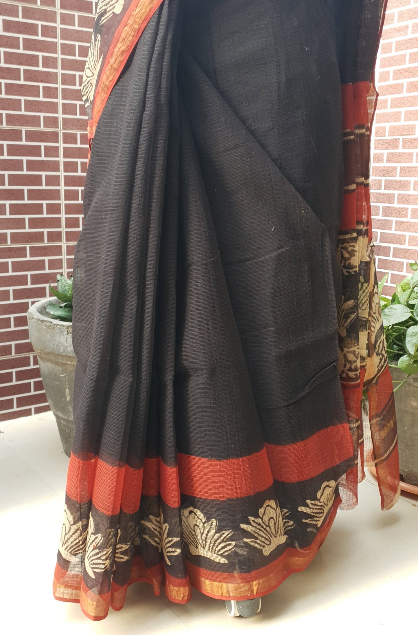 Black Copper Kota Doria Saree KDHB-0001