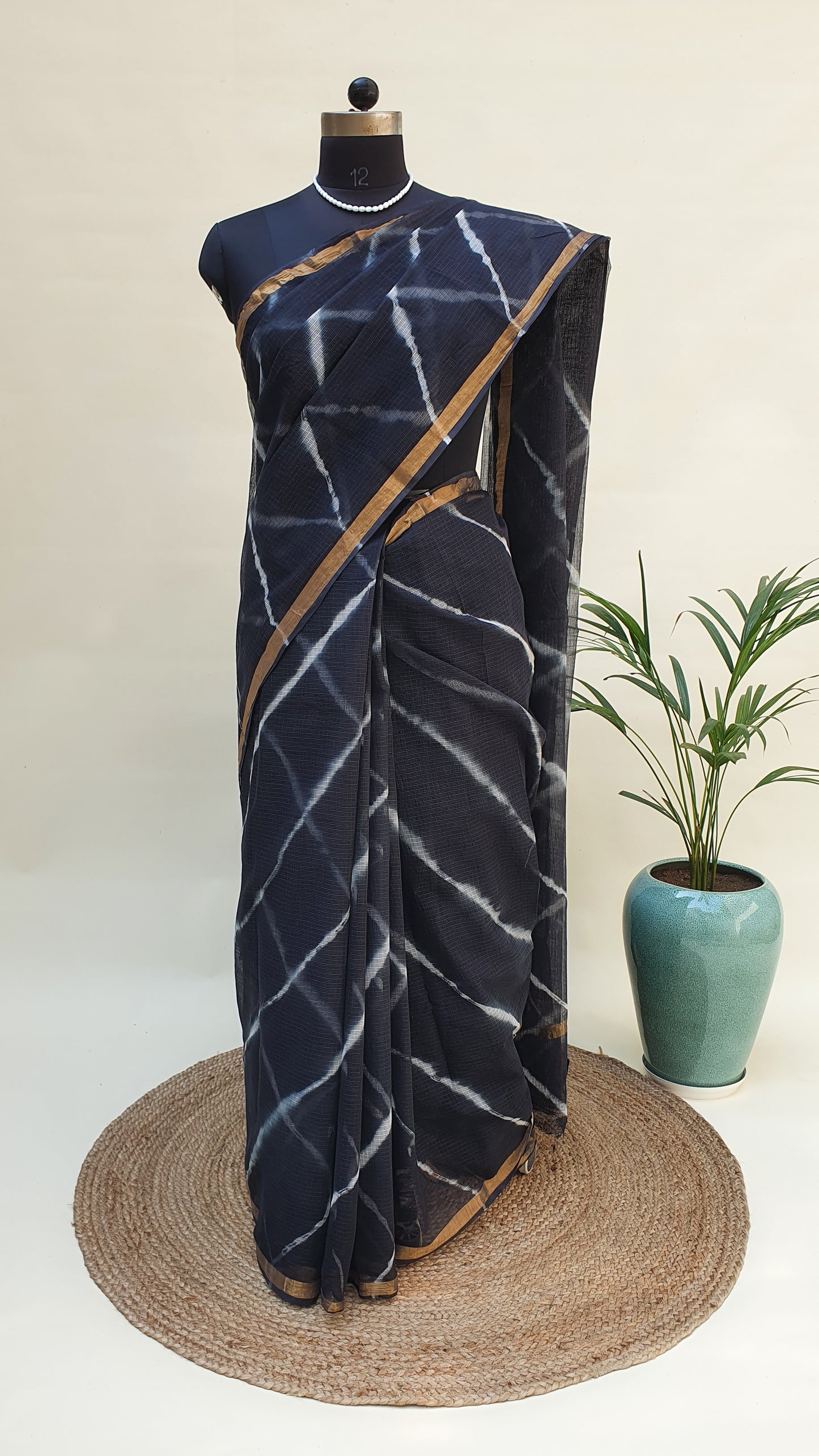 Black Kota Doria Saree KDHB-0010