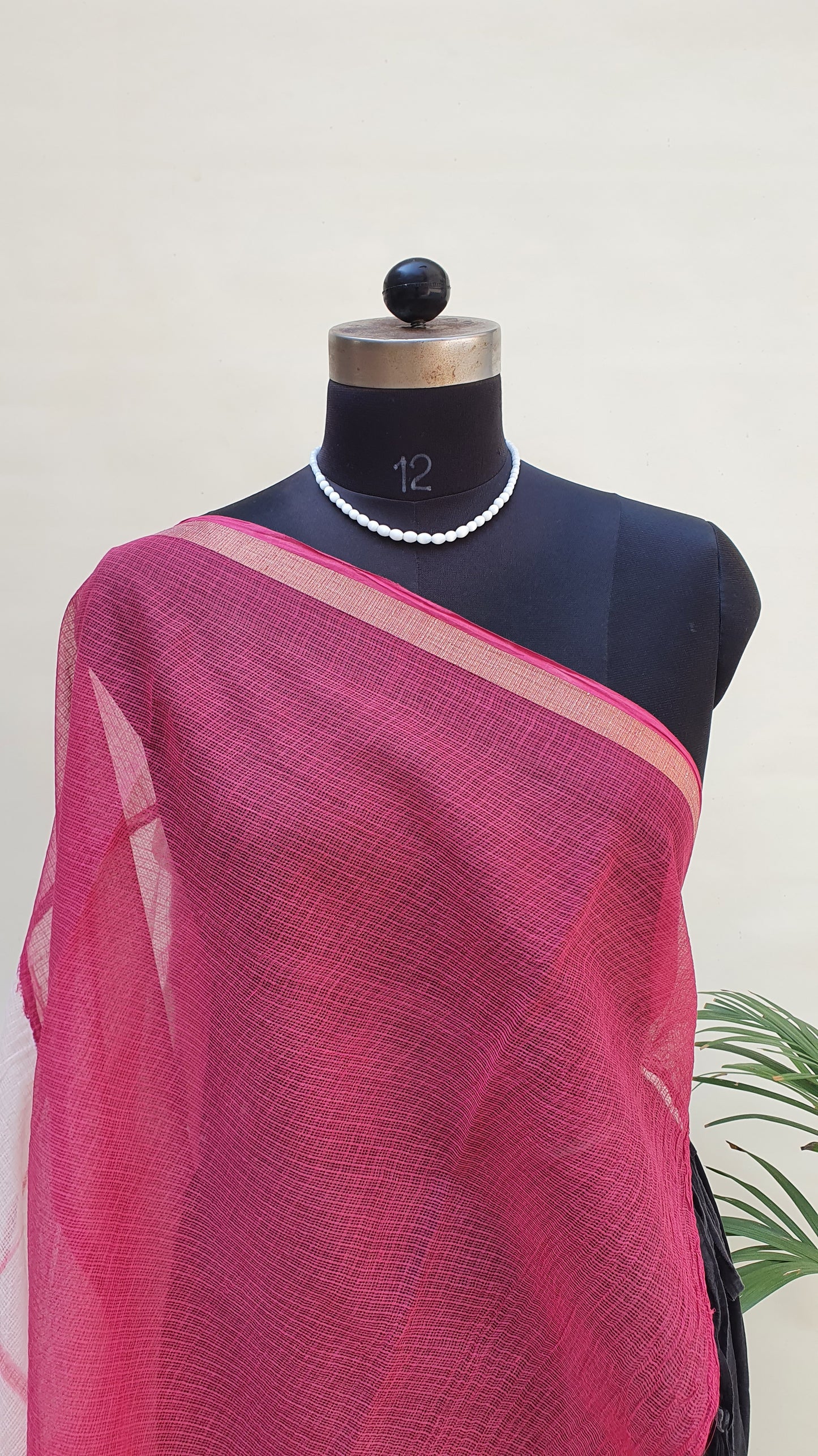 Orange Plum Kota Doria Saree KDHB-0012