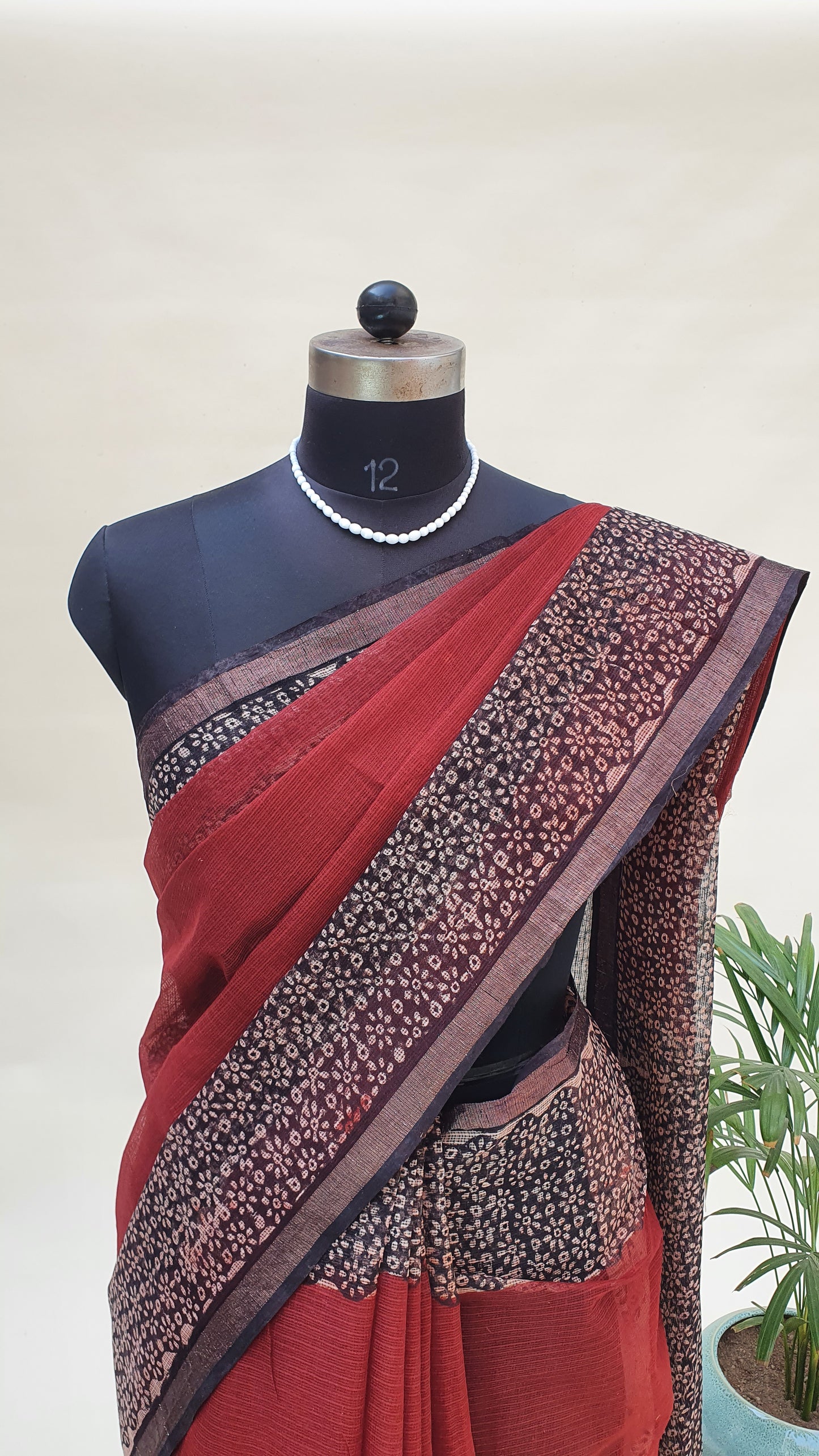 Maroon Kota Doria Saree KDHB-0009
