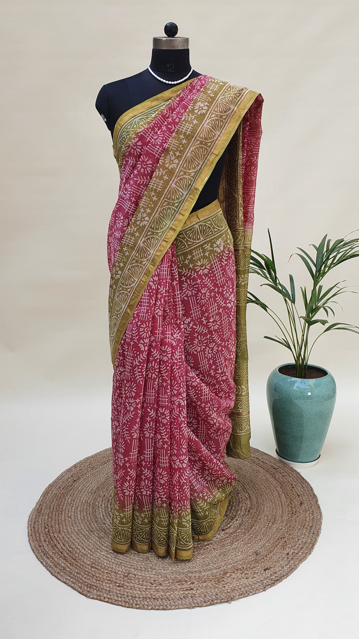 Lotus Pink Chanderi Saree SCCH-0015