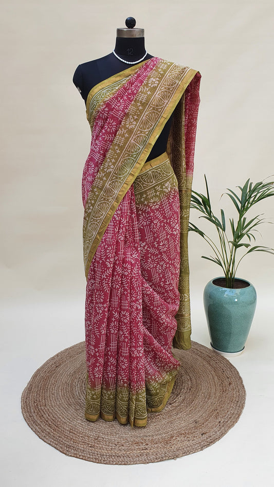 Lotus Pink Chanderi Saree SCCH-0015