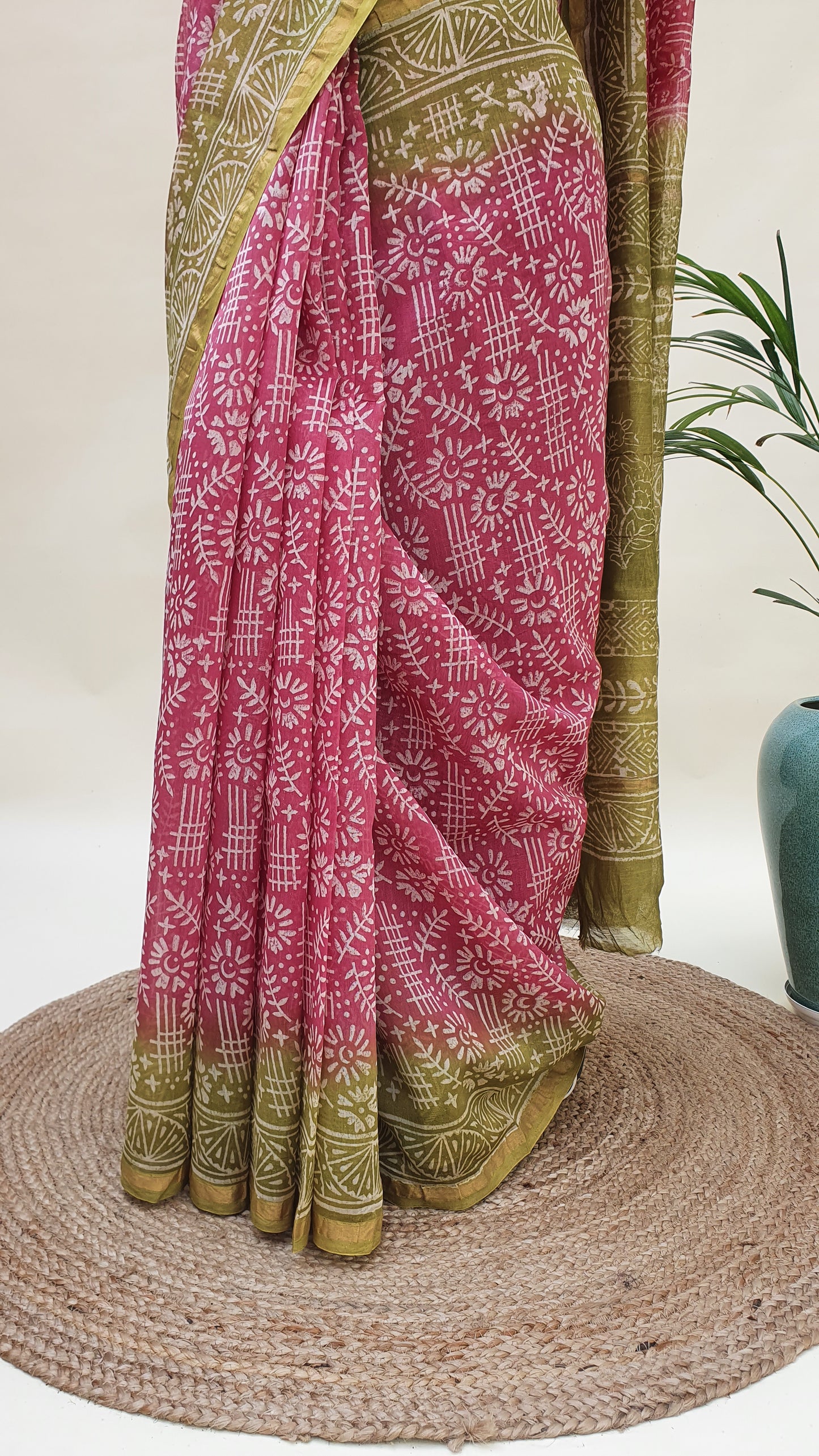 Lotus Pink Chanderi Saree SCCH-0015