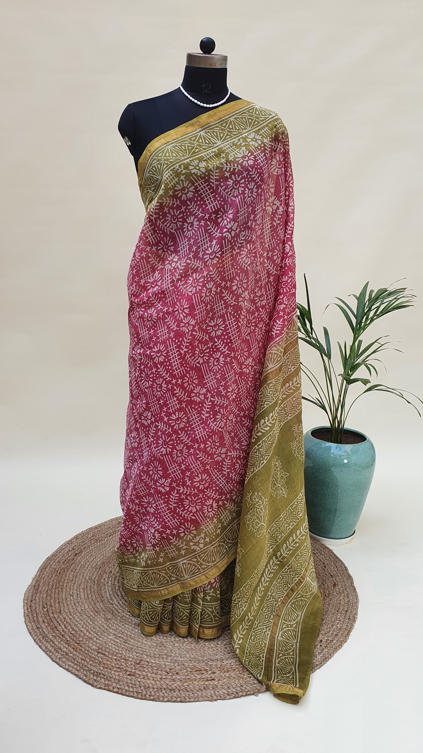 Lotus Pink Chanderi Saree SCCH-0015