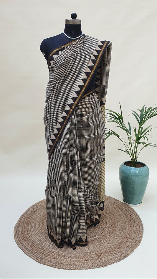 BnB Temple Border Chanderi Saree SCCH-0013