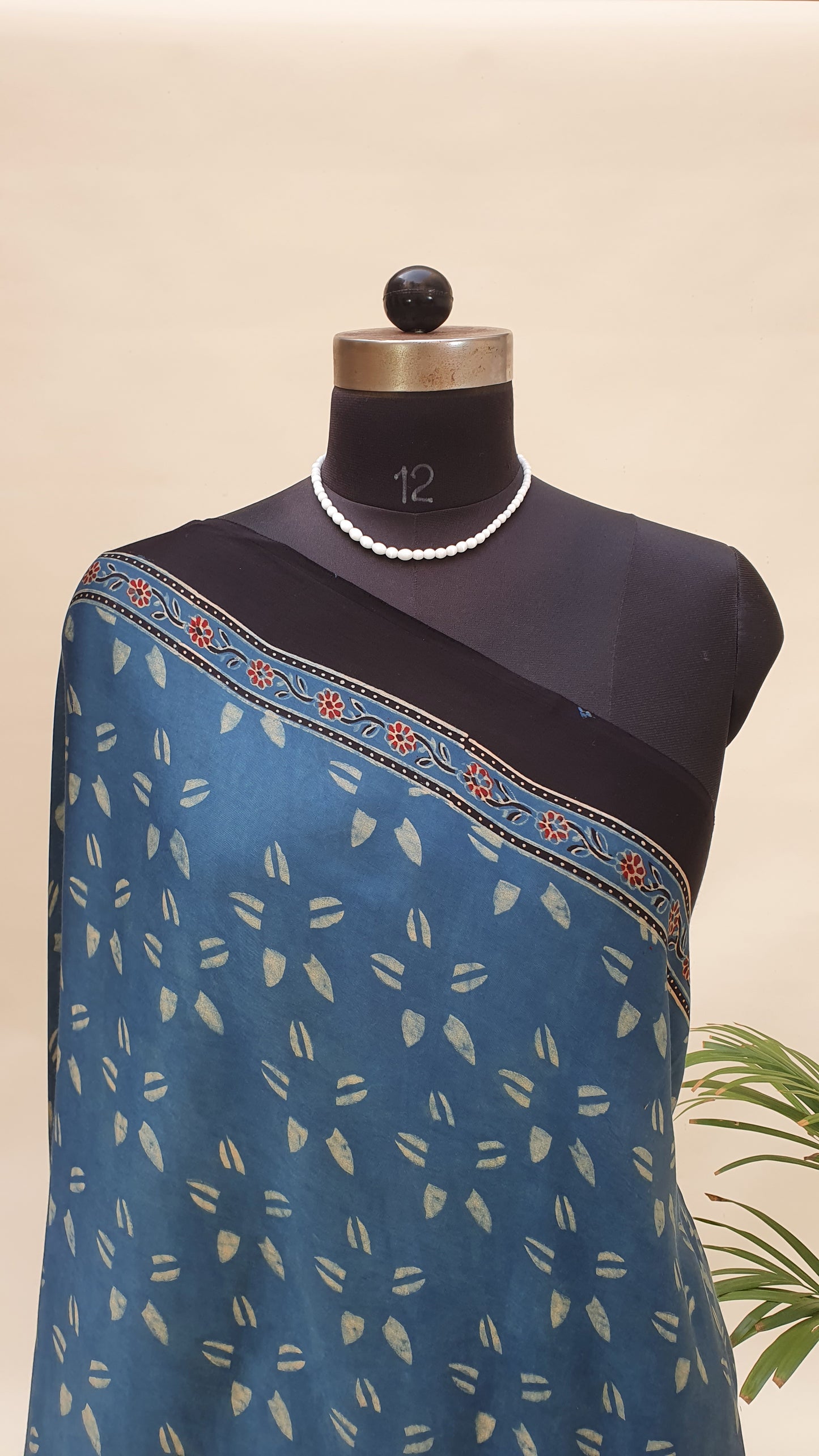 Blue Ajrakh HBP Modal Silk Saree MSAJ-0004