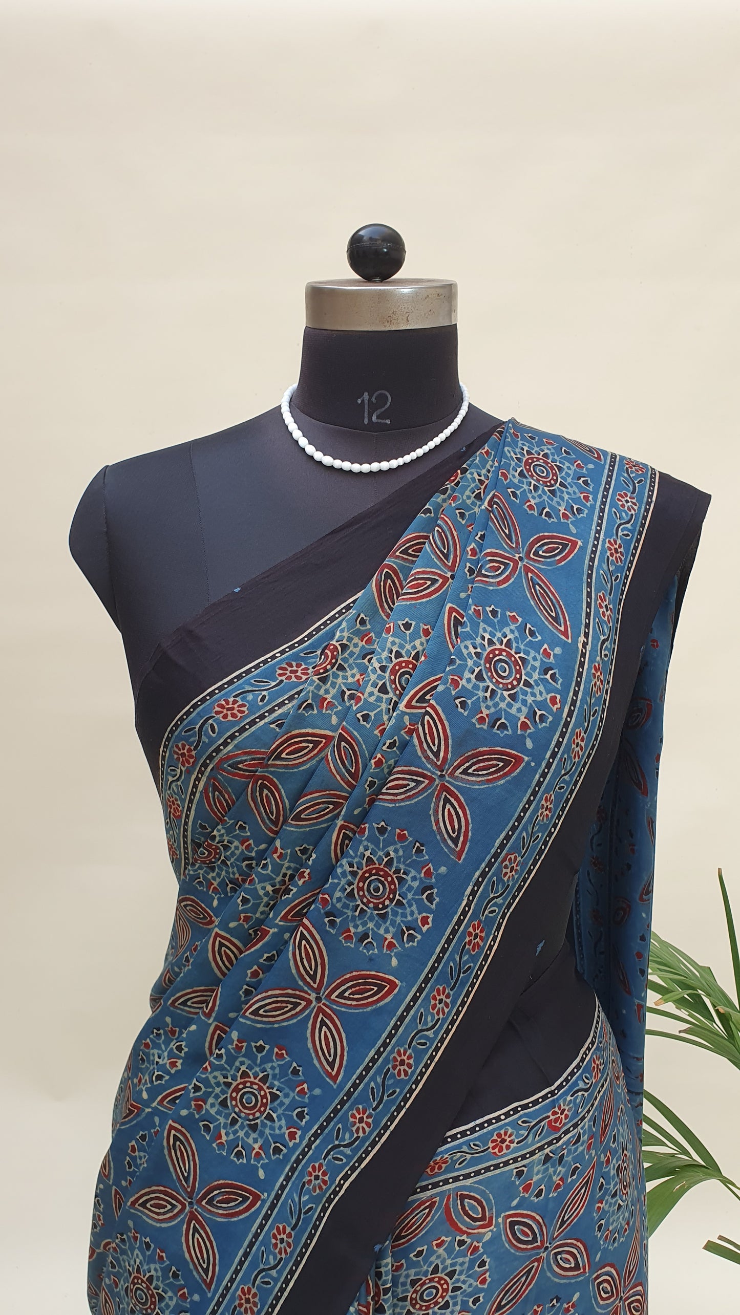 Blue Ajrakh HBP Modal Silk Saree MSAJ-0004