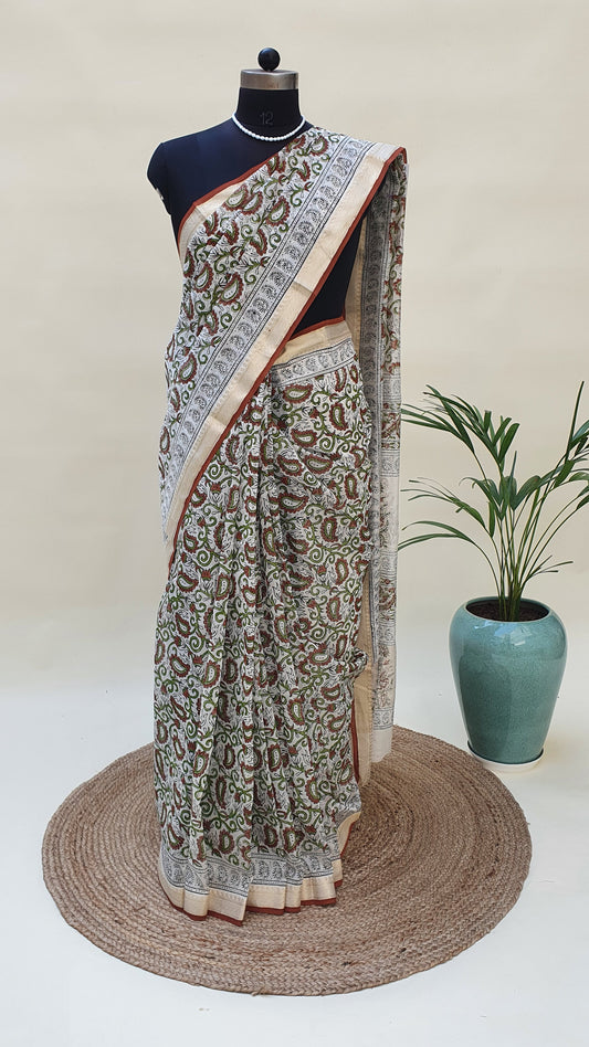 Beige Maheshwari Saree SCMH-0002