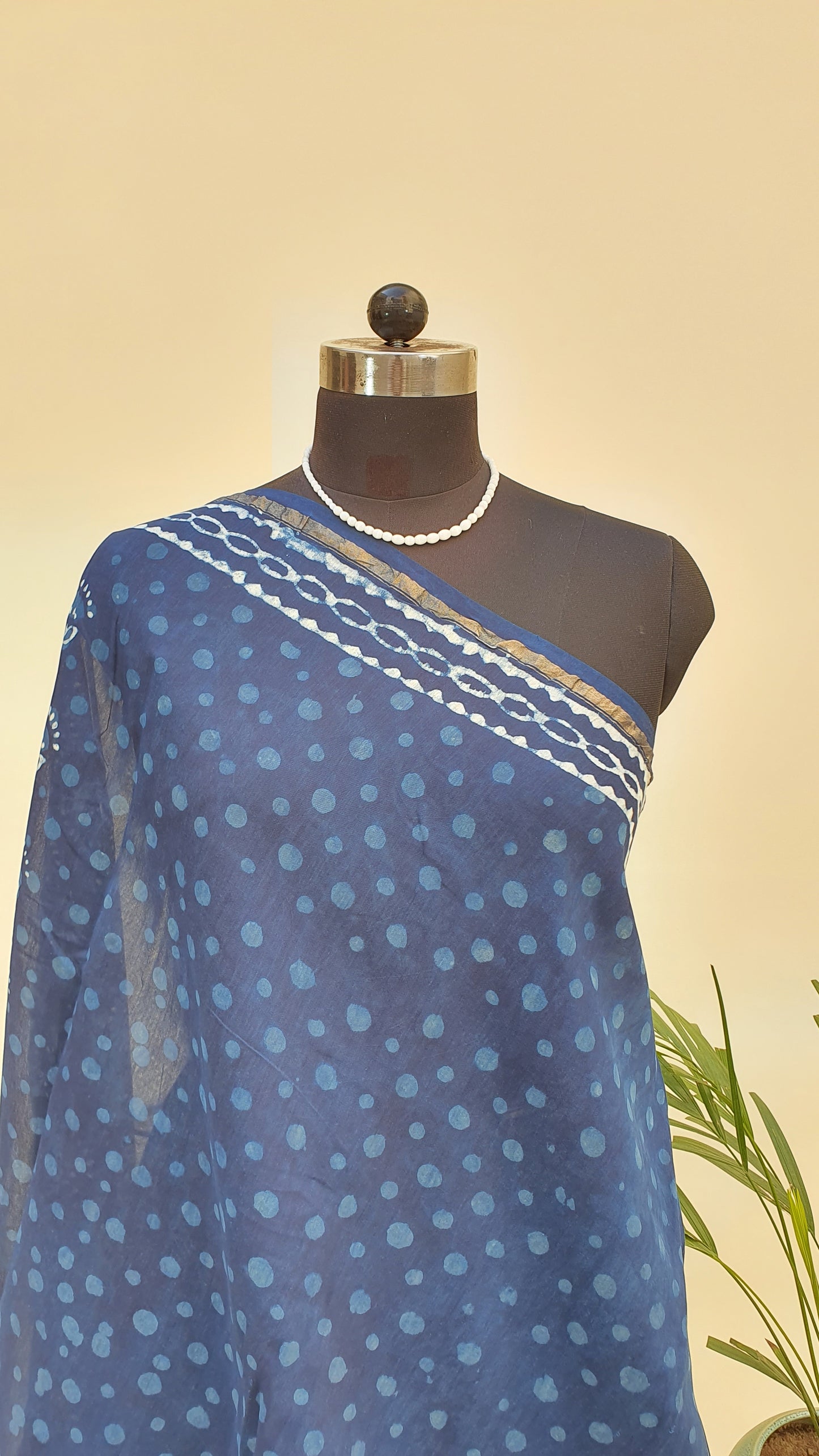 Indigo Cotton Silk Chanderi Saree SCCH-0010