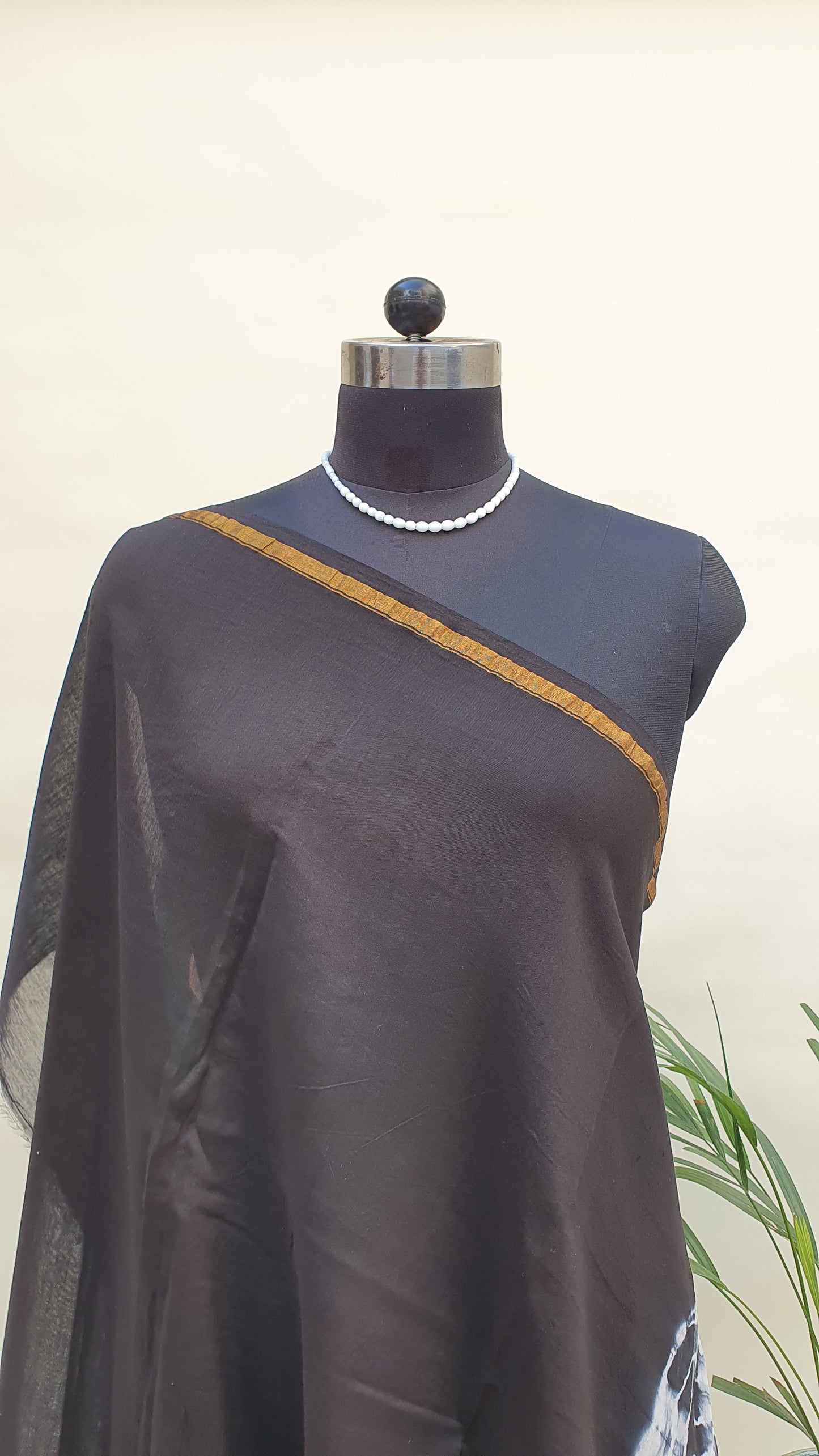 Black & White Cotton Silk Chanderi Saree SCCH-0006