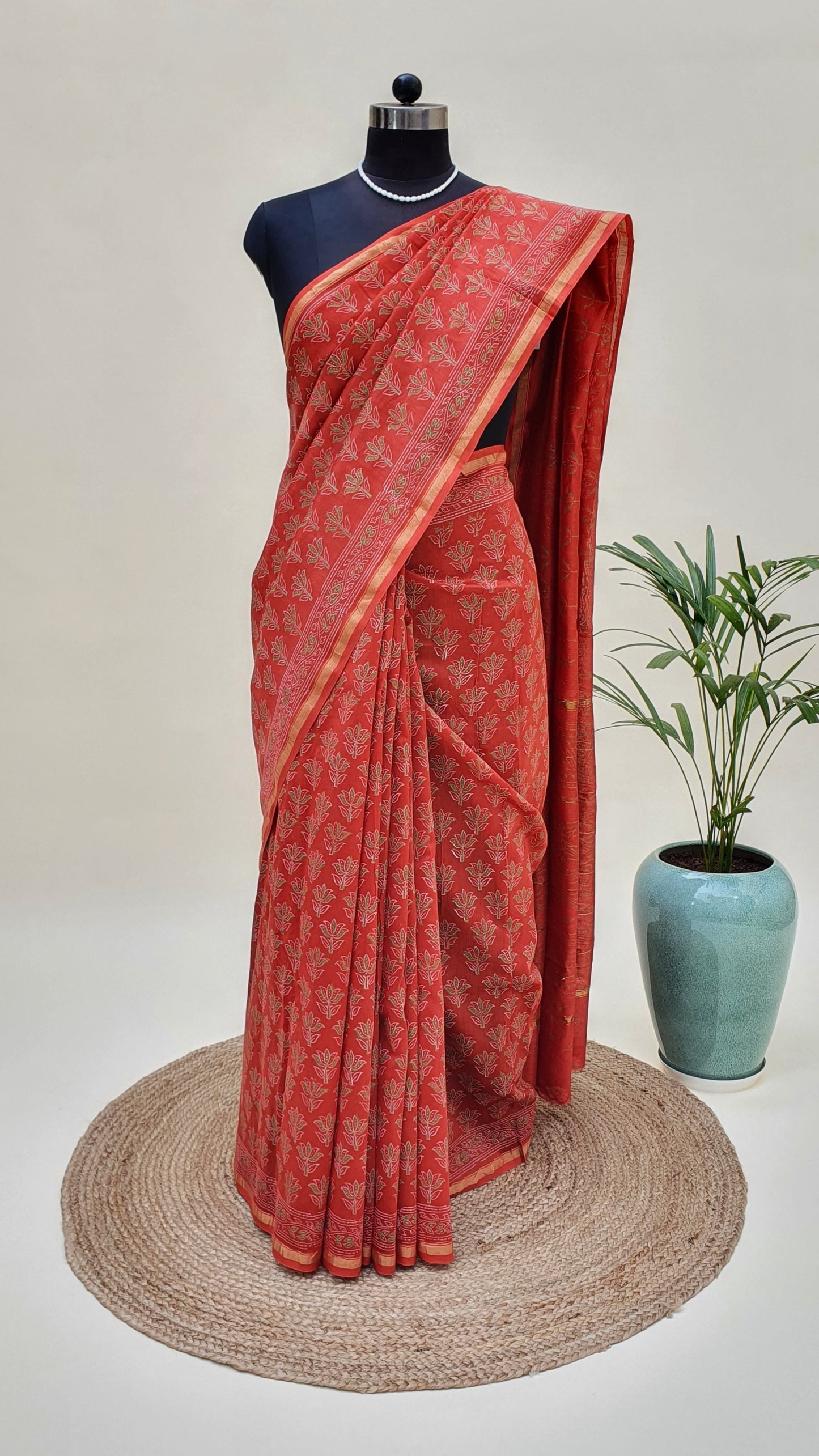 Rustic Orange Cotton Silk Chanderi Saree SCCH-0004