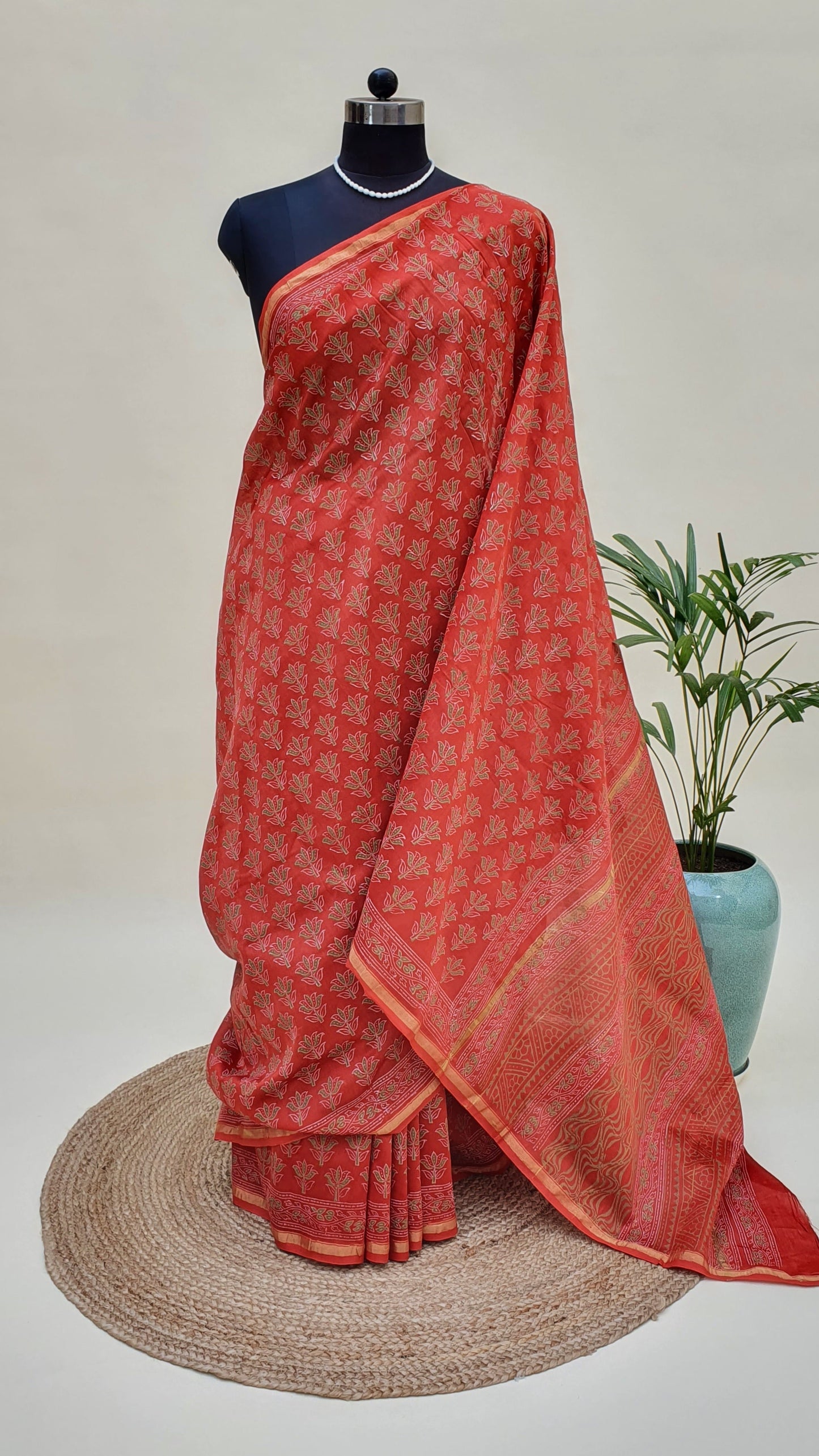 Rustic Orange Cotton Silk Chanderi Saree SCCH-0004