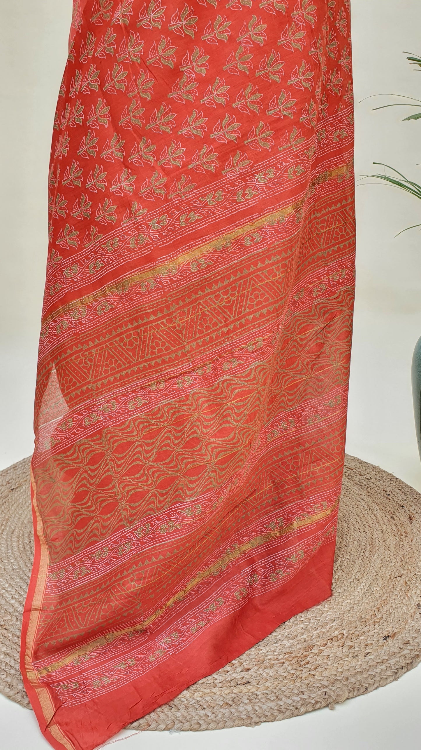 Rustic Orange Cotton Silk Chanderi Saree SCCH-0004