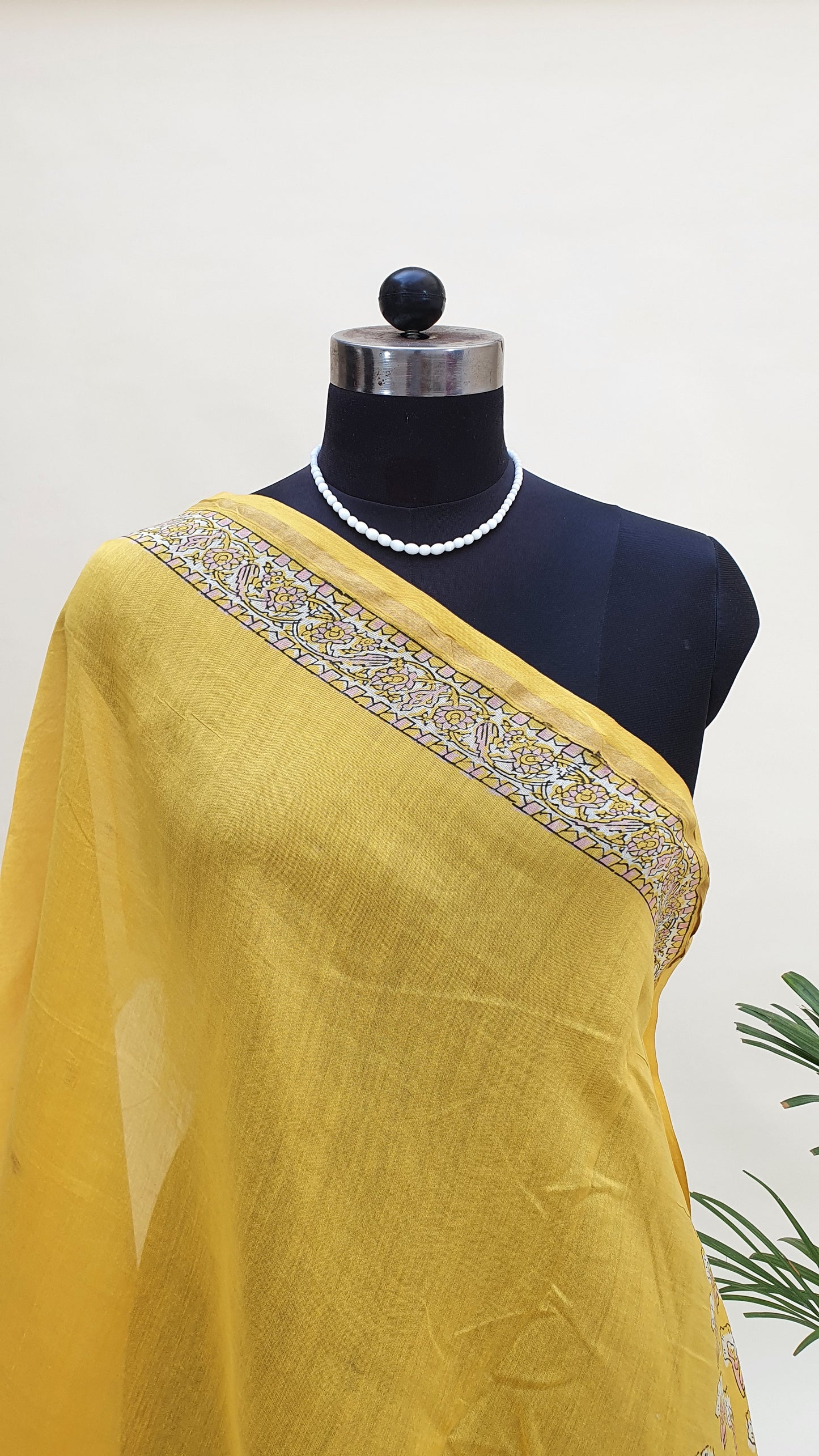 Yellow Cotton Silk Chanderi Saree SCCH-0003
