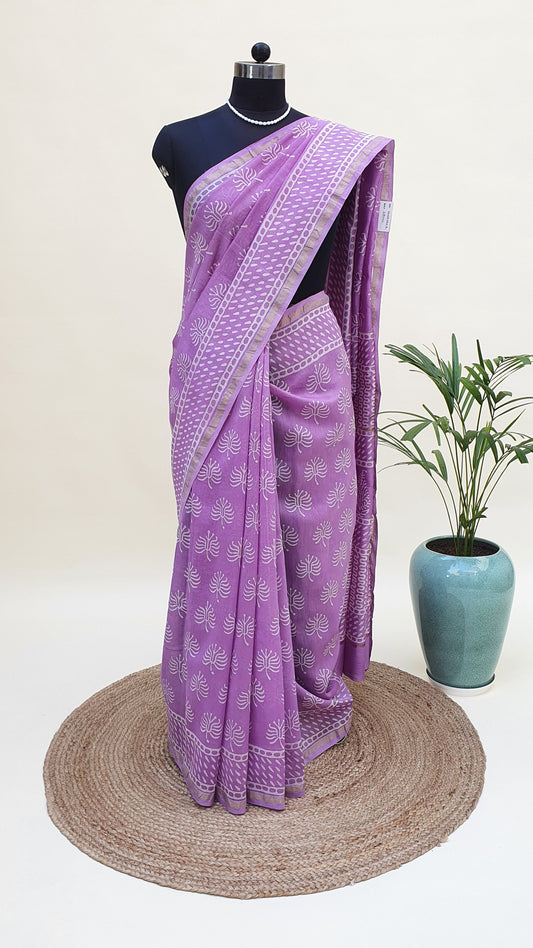 Lavender Cotton Silk Chanderi Saree SCCH-0002