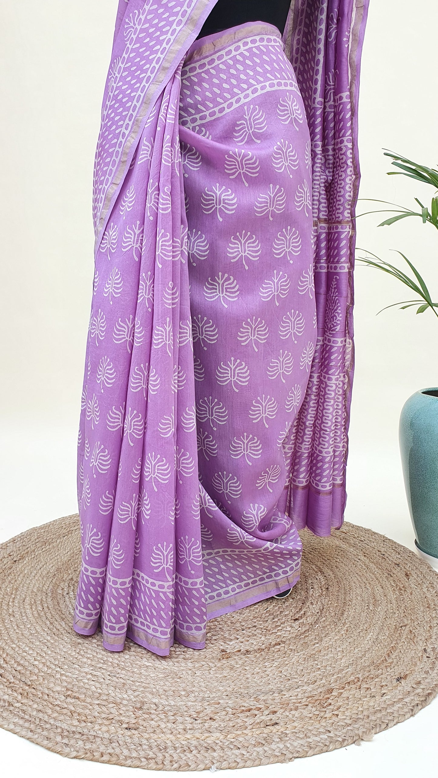 Lavender Cotton Silk Chanderi Saree SCCH-0002