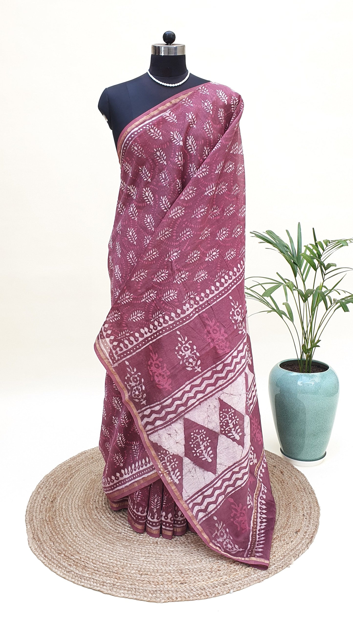 Onion Pink Cotton Silk Chanderi Saree SCCH-0001
