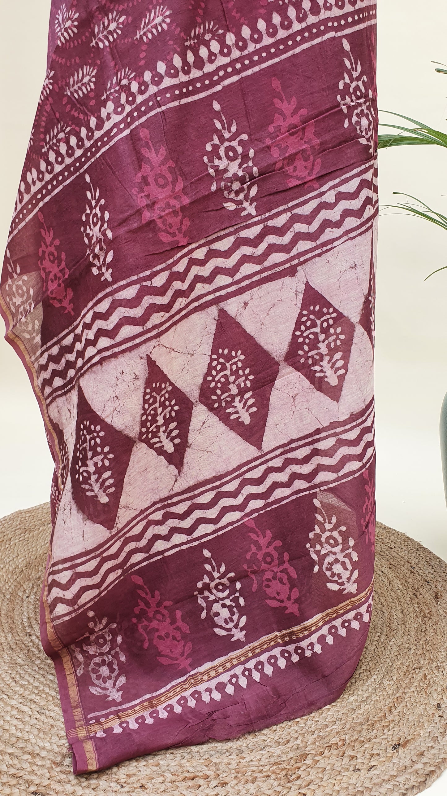 Onion Pink Cotton Silk Chanderi Saree SCCH-0001