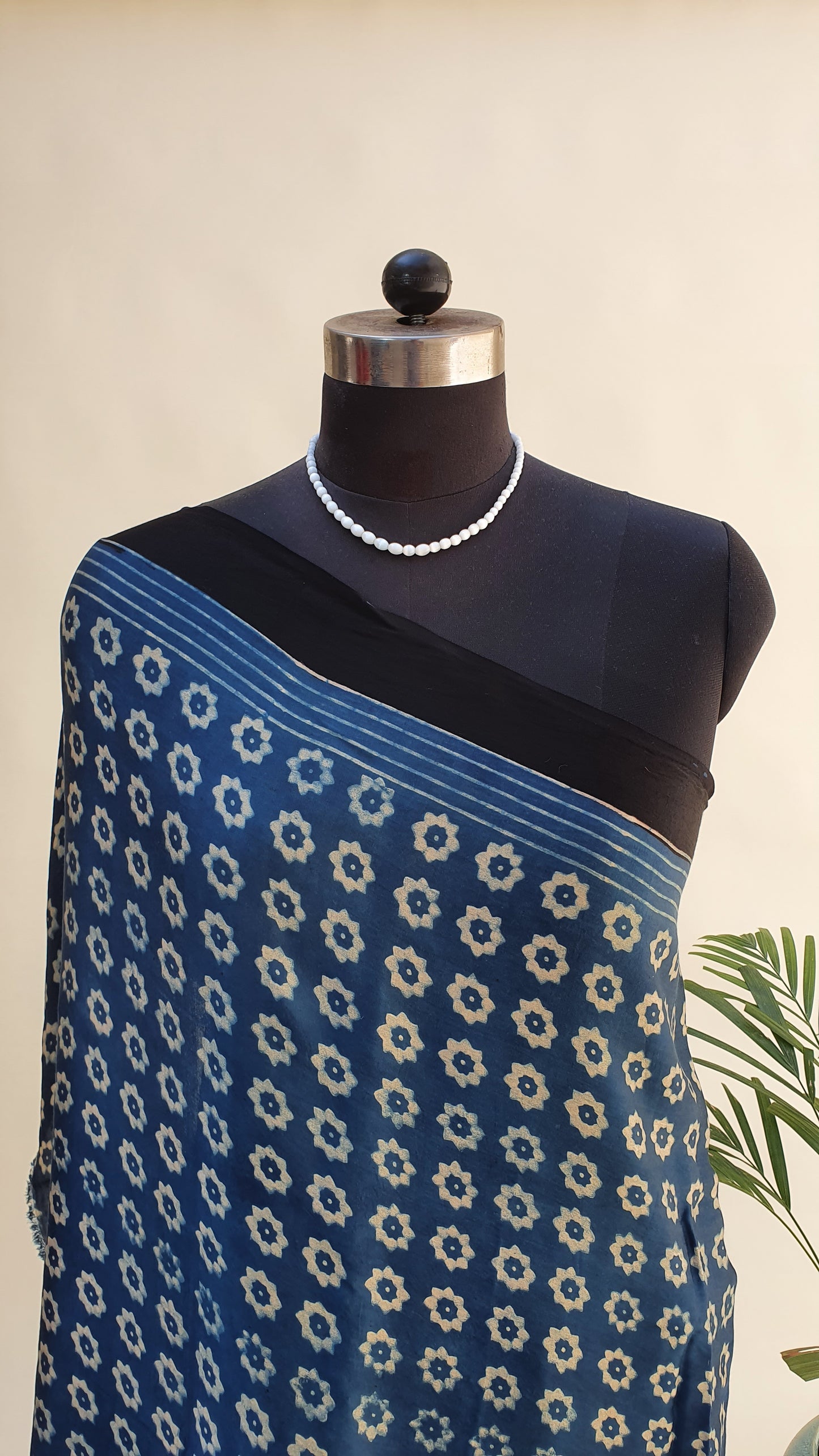 Blue Ajrakh Modal Silk Saree MSAJ-0011