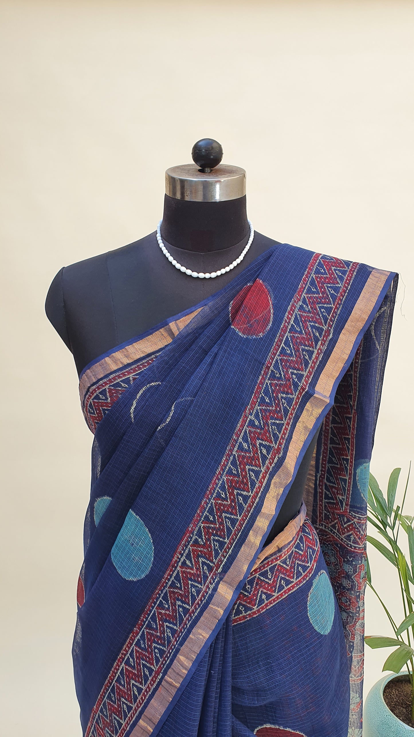 Indigo Kota Doria Saree KDHB-0006