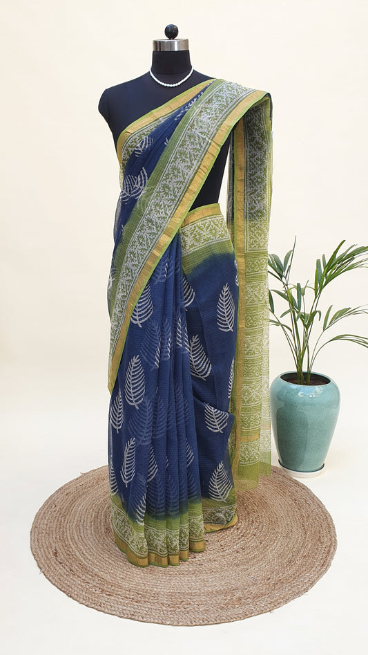 Deep Blue Kota Doria Saree KDHB-0007