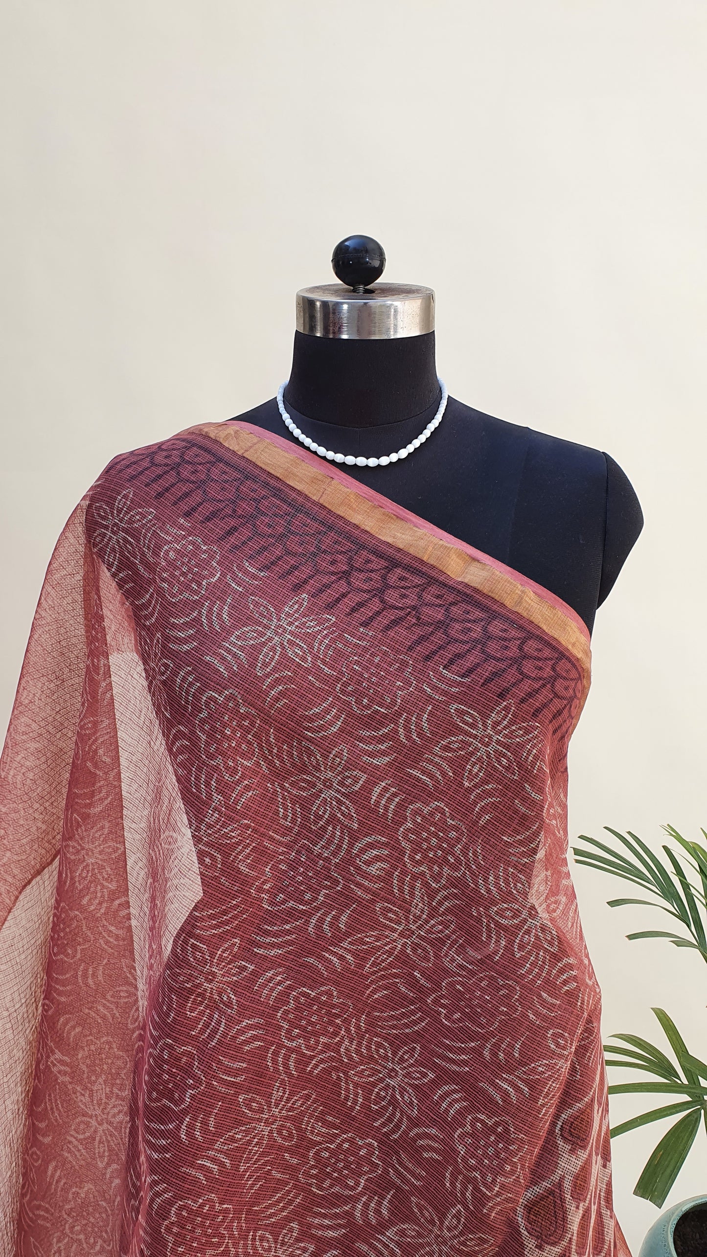 Rust Kota Doria Saree KDHB-0004