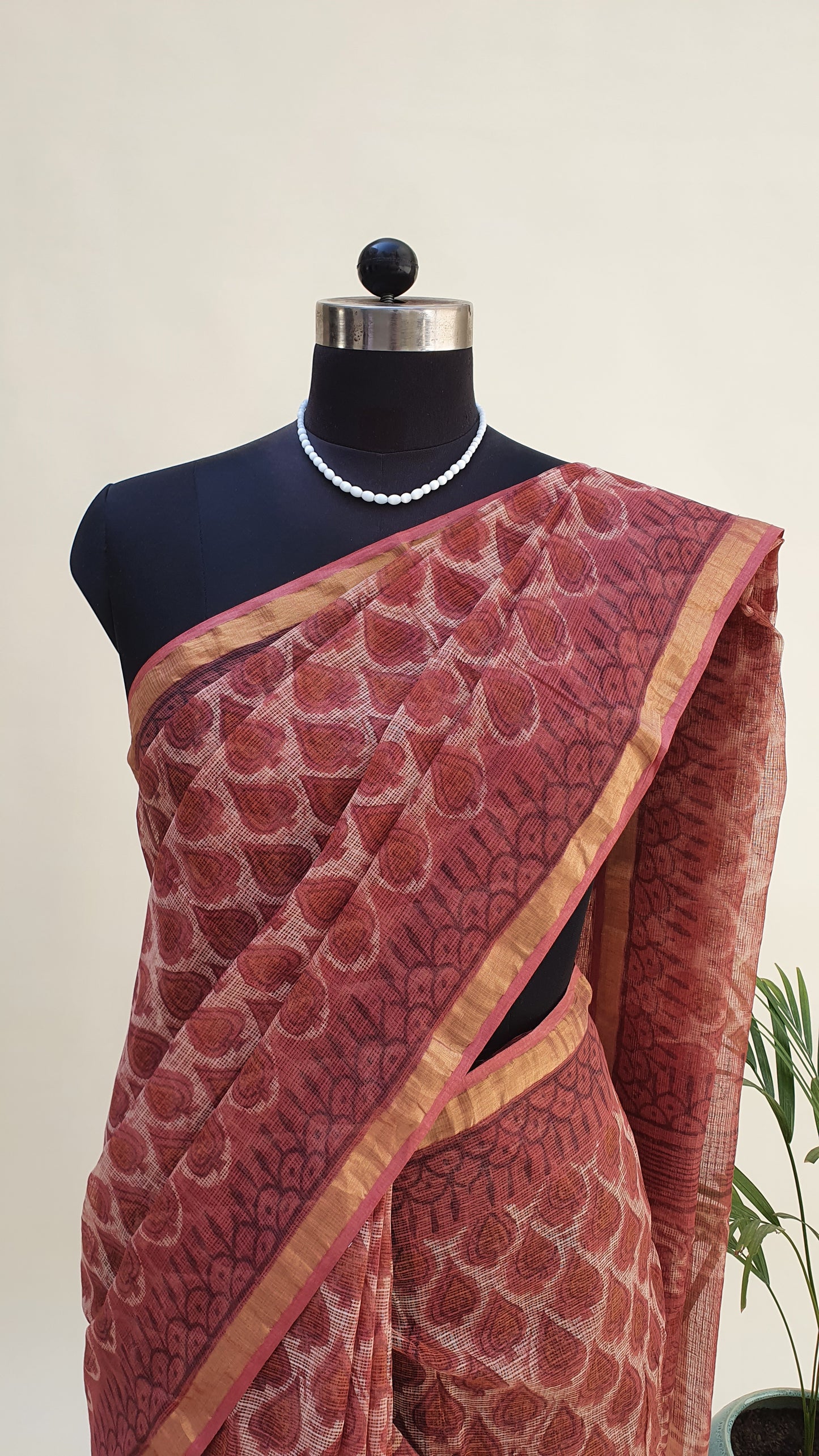 Rust Kota Doria Saree KDHB-0004
