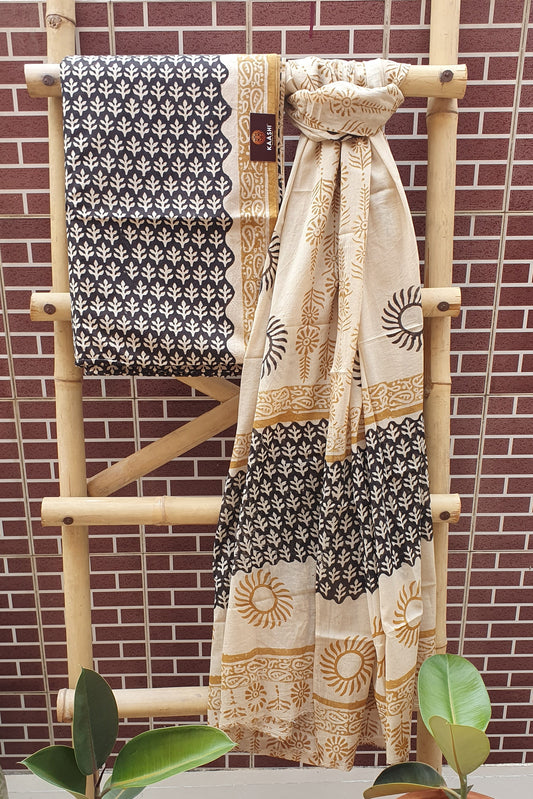 Black and Tan HBP Cotton Suit with Mul Dupatta CMHB-0019