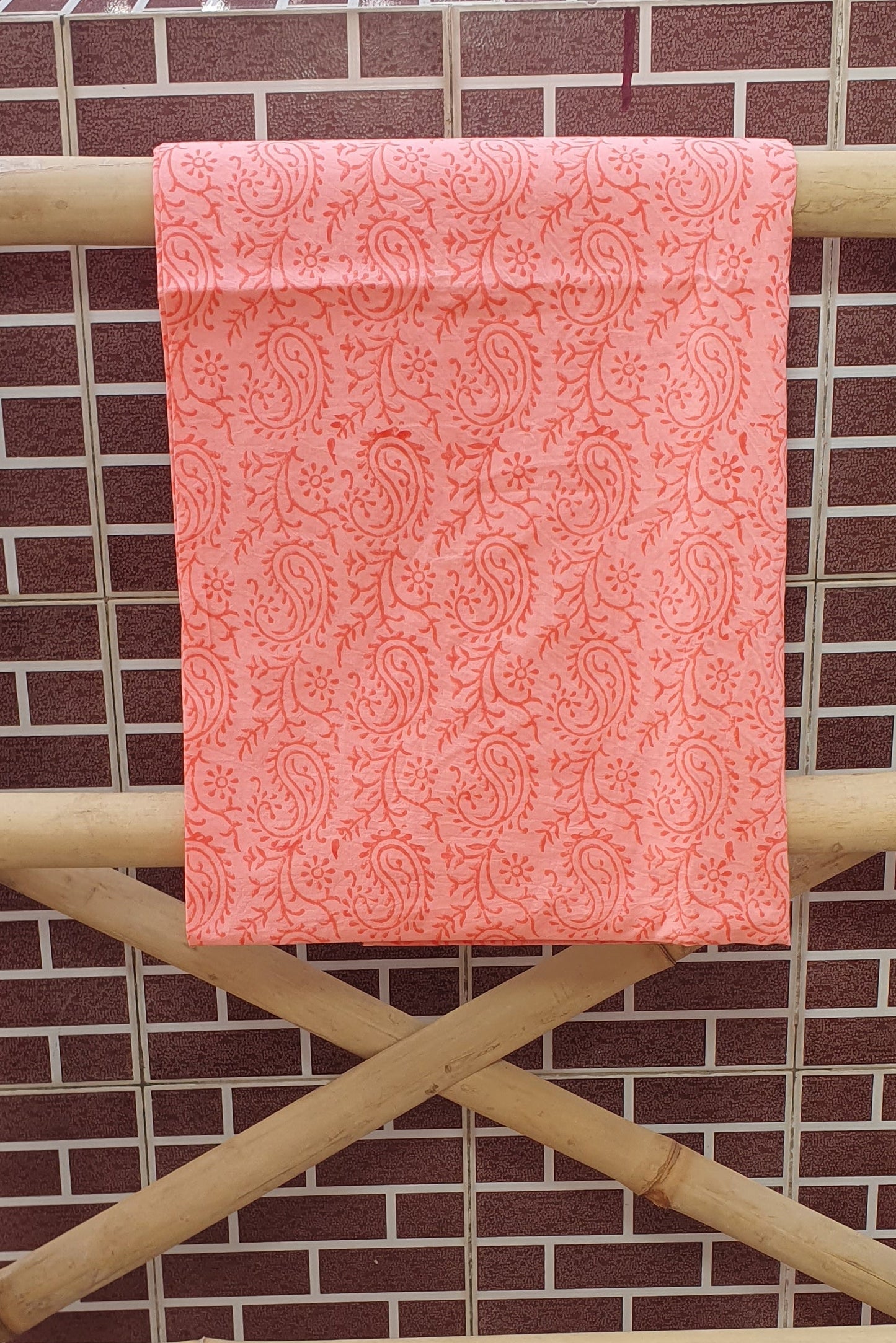 Pink Ochre HBP Cotton Suit with Mul Dupatta CMHB-0024
