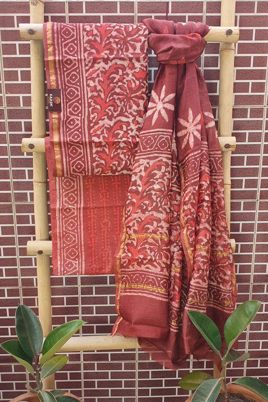 Rust Red Batik Chanderi Suit CHHB-0002