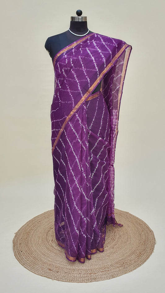 Baingany Leheriya Kota Doria Saree | Kaashi Handloom