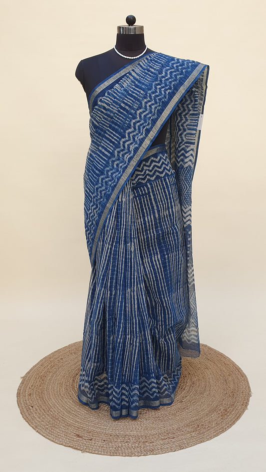 Indigo Leheriya Kota Doria Saree KDHB-0016