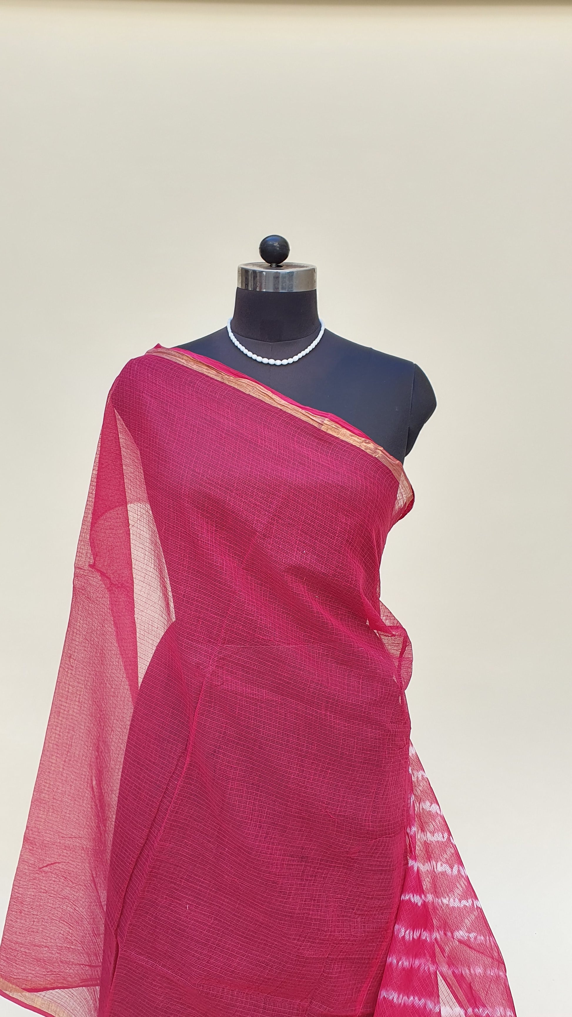 Rani Pink Leheriya Kota Doria Saree
