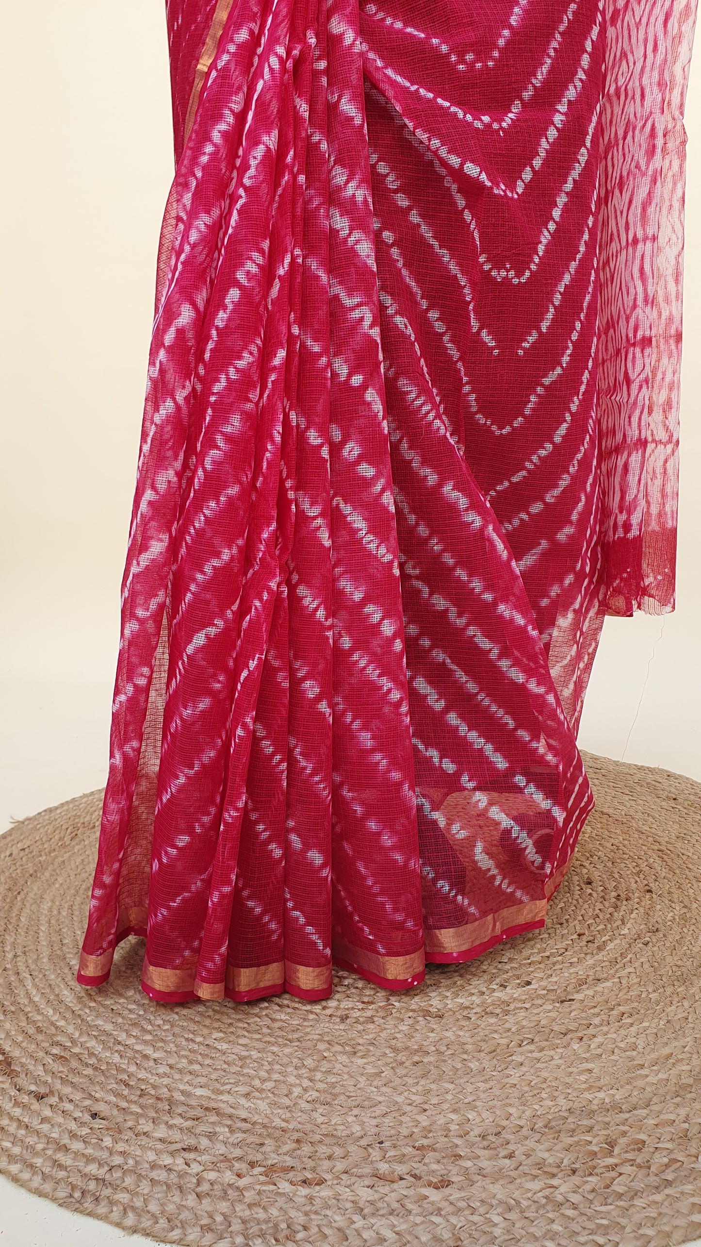 Rani Pink Kota Doria Saree KDHB-0017