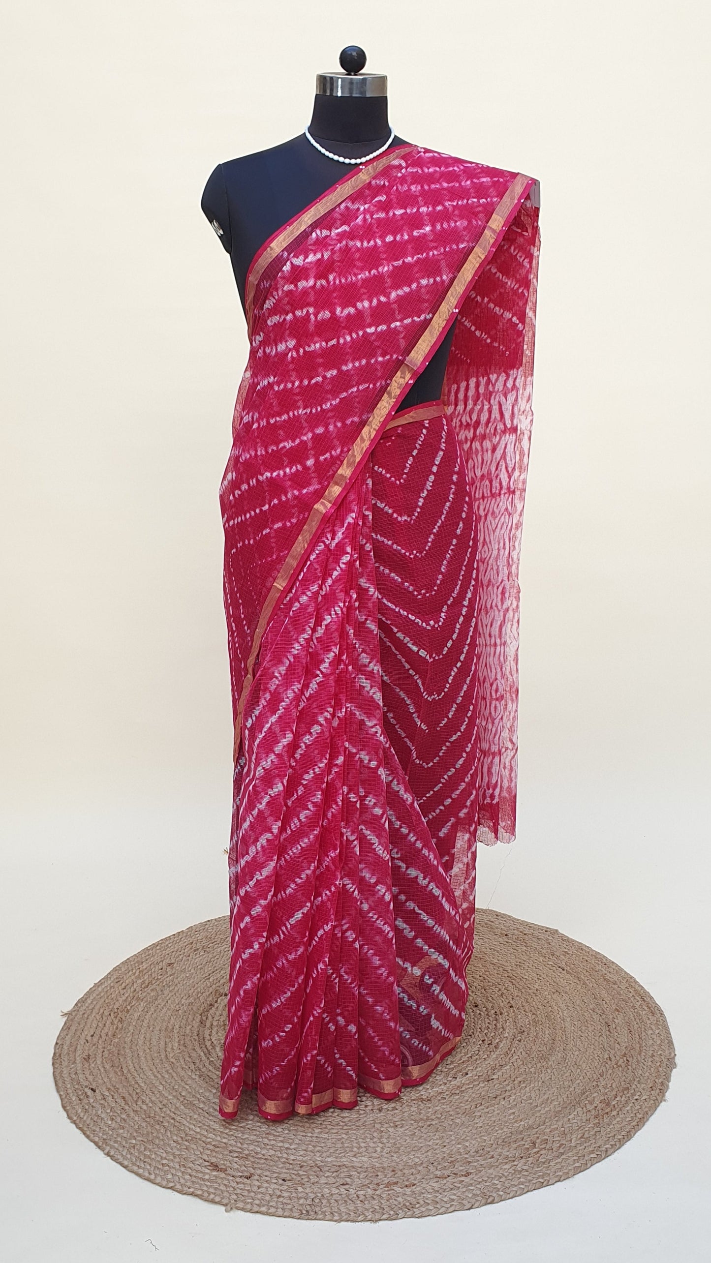 Rani Pink Kota Doria Saree KDHB-0017
