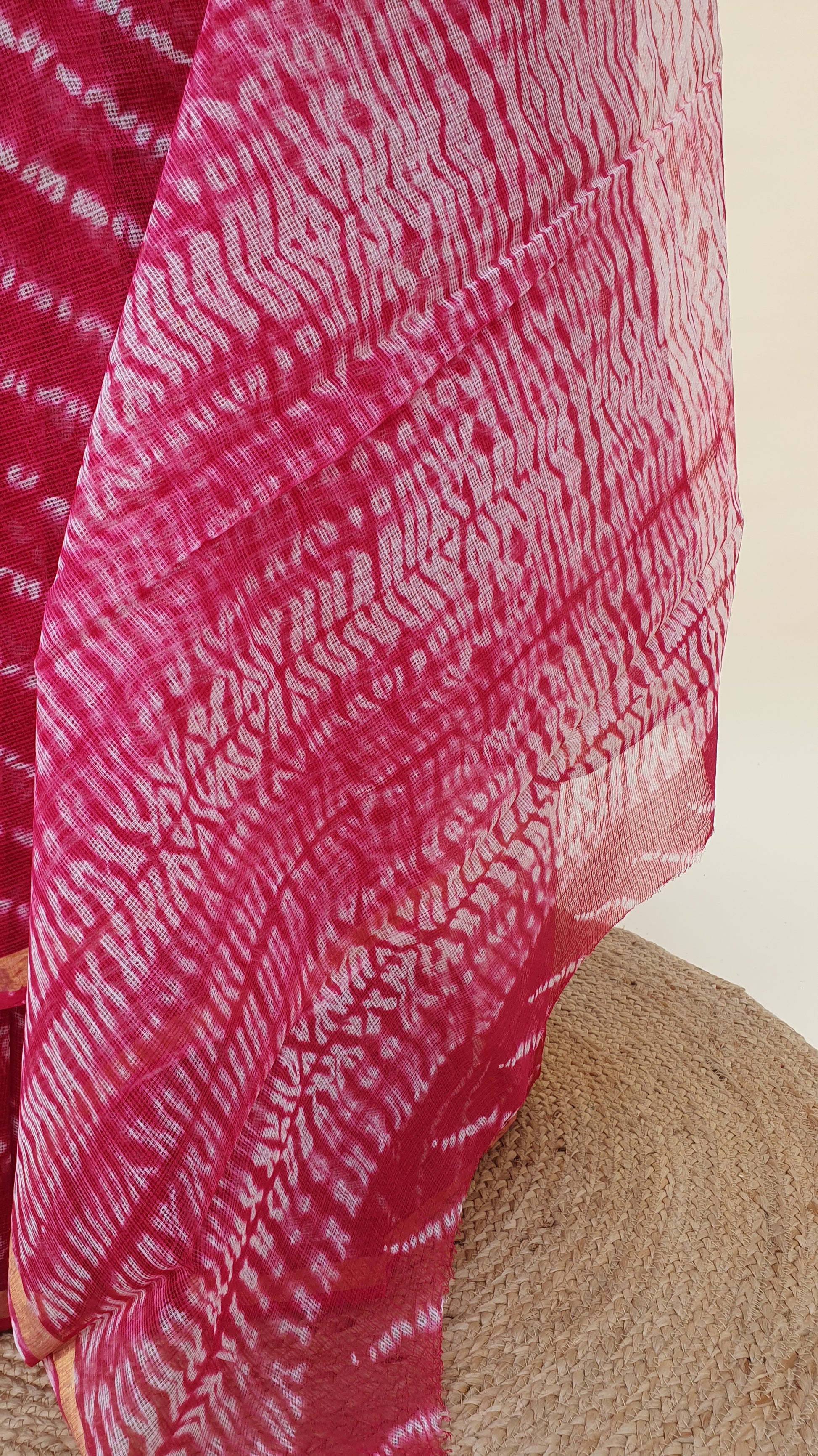 Rani Pink Leheriya Kota Doria Saree, Kaashi Handloom