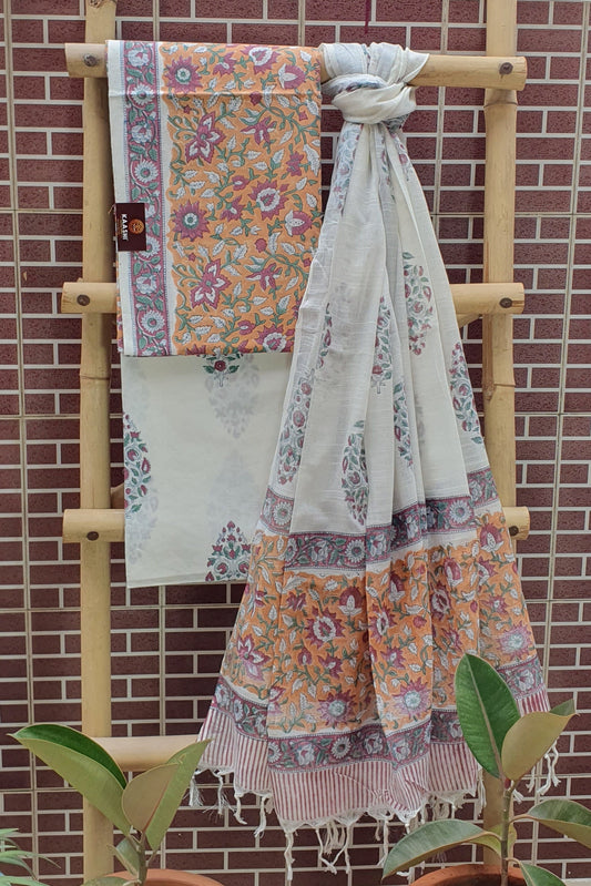 Burnt Copper HBP Print Cotton Suit with Linen Dupatta CLHB-0004
