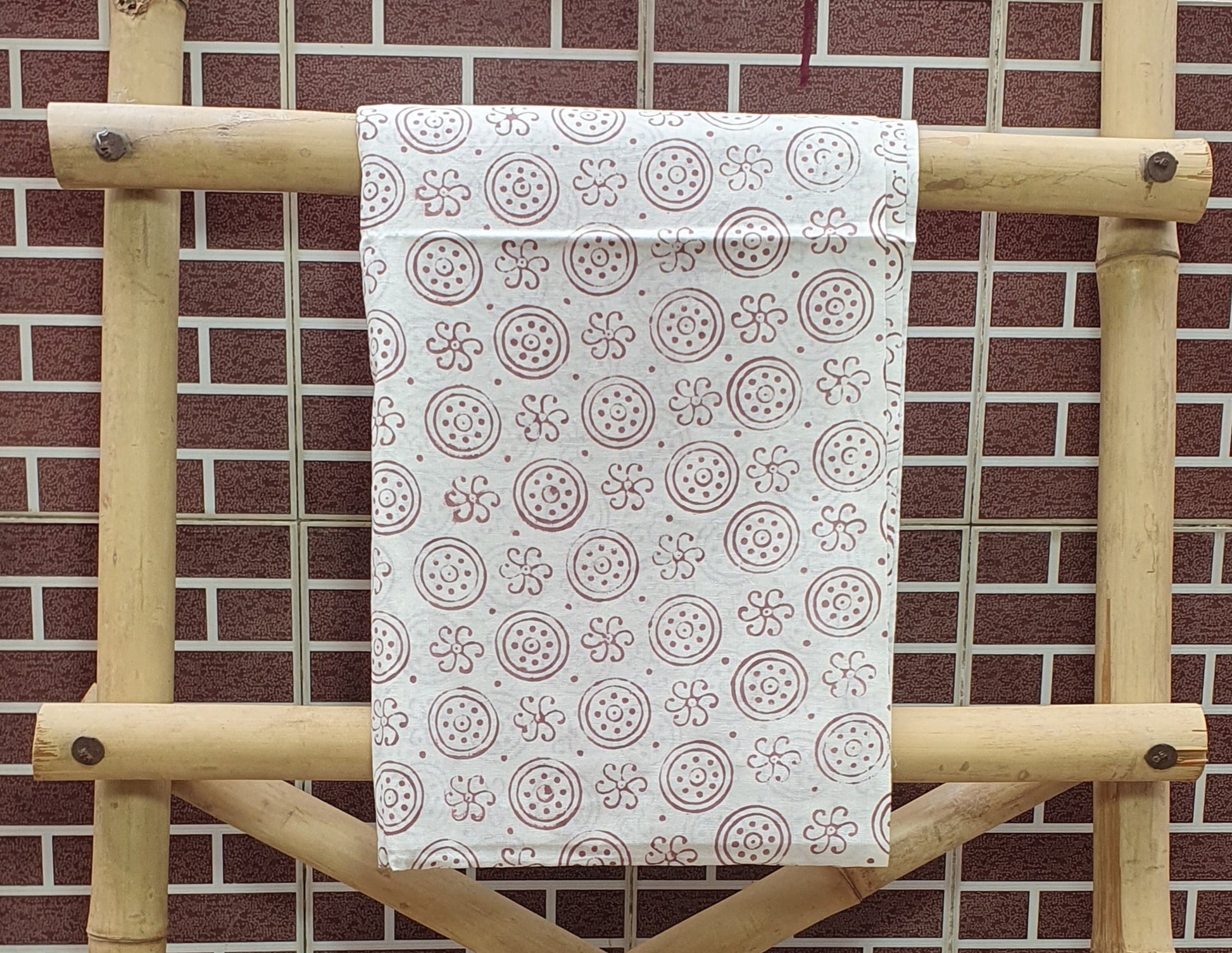 Brown Hand Block Printed Cotton Suit with Linen Dupatta