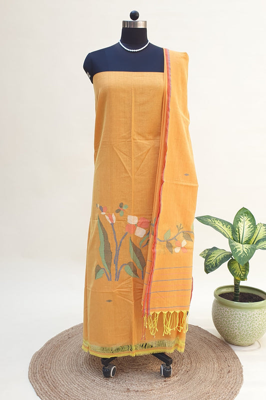 Cantaloupe Orange Cotton Jamdani Suit JDCC-0001