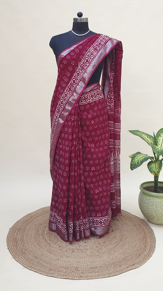 Rosetta HBP Linen Saree | LNHB-0012