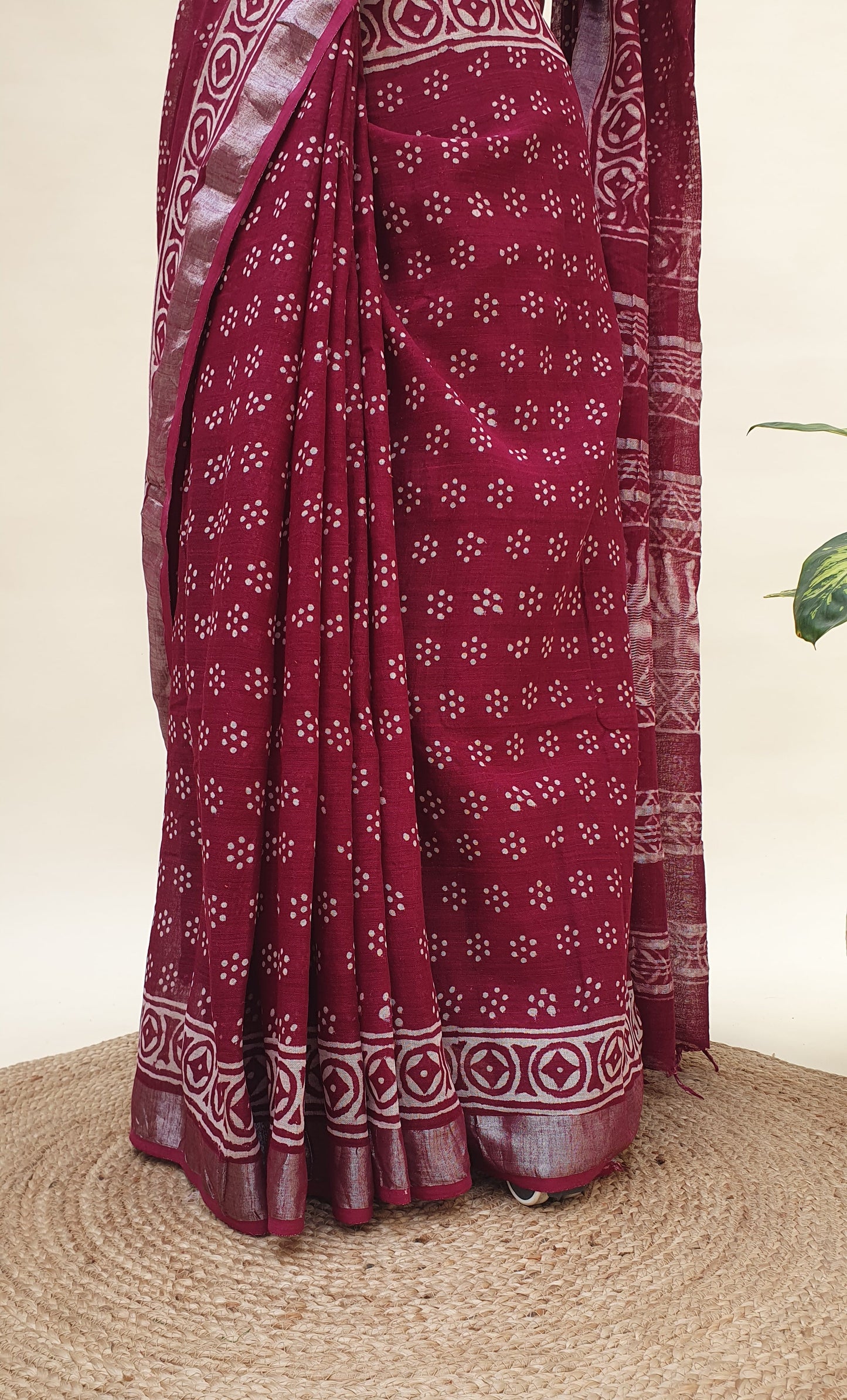 Rosetta HBP Linen Saree | LNHB-0012