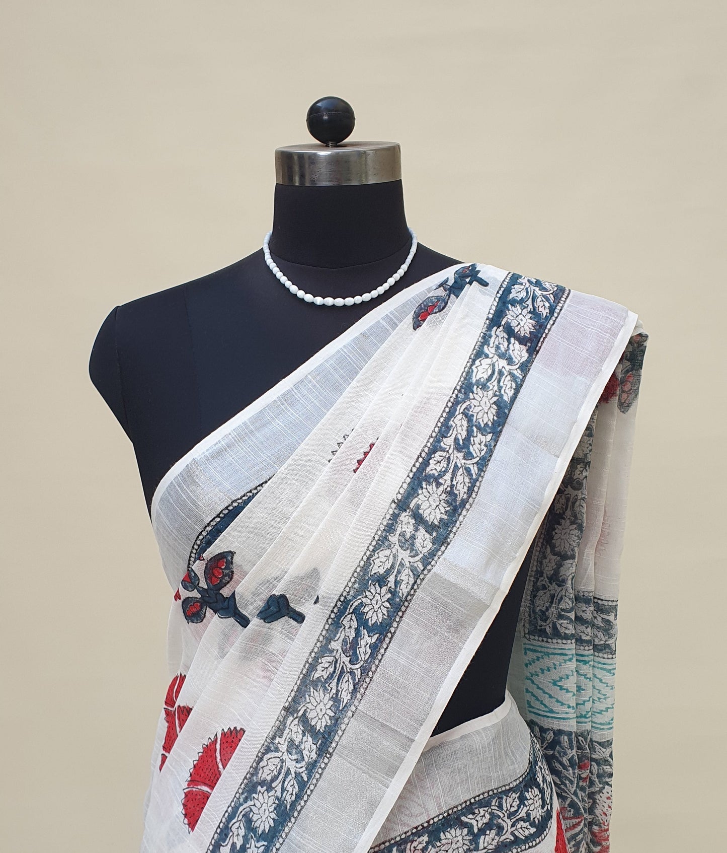 Mornelle Thistle HBP Linen Saree | LNHB-0013