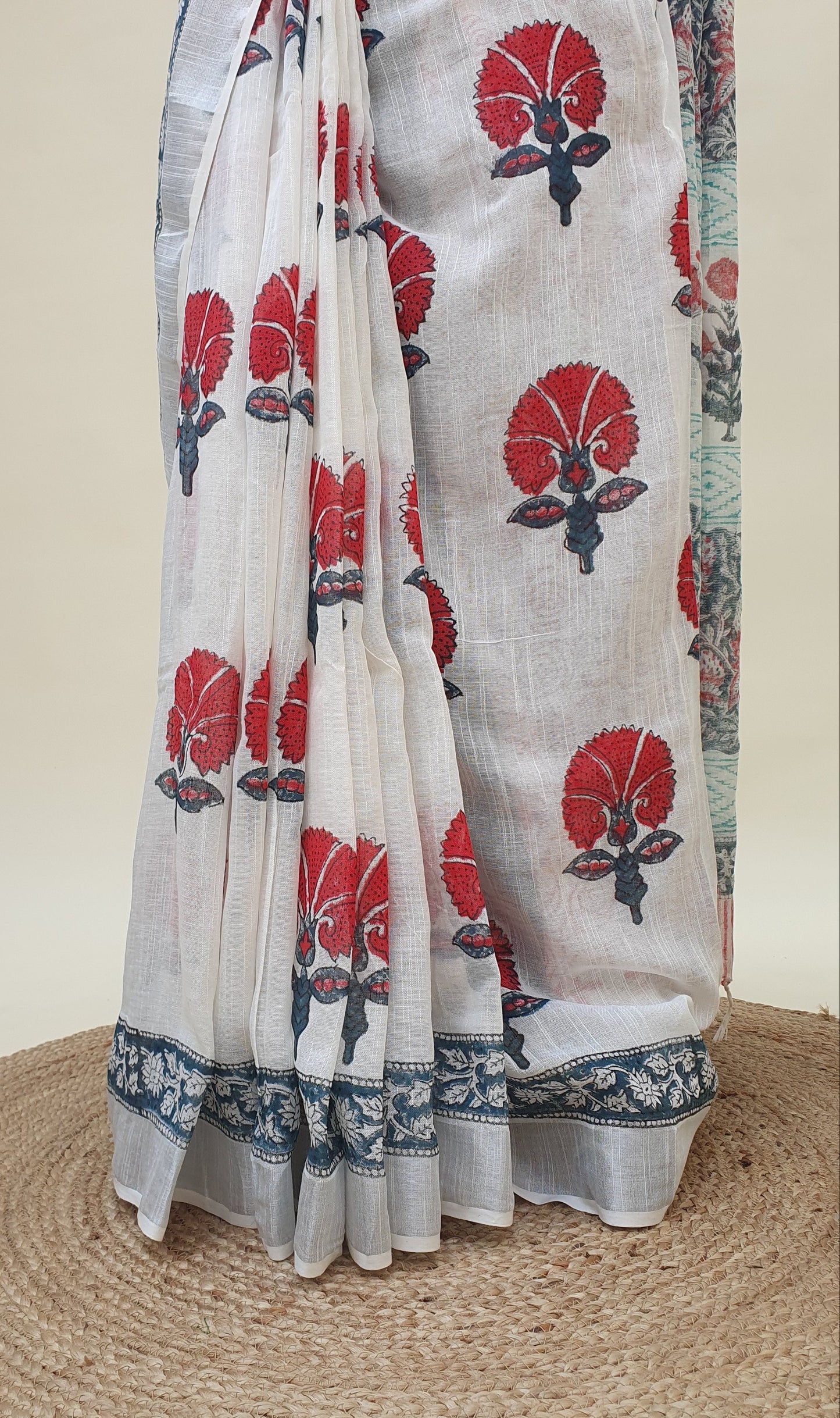 Mornelle Thistle HBP Linen Saree | LNHB-0013