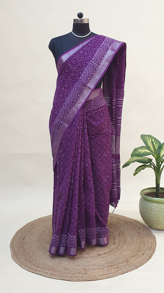 Shyamali HBP Linen Saree | LNHB-0017