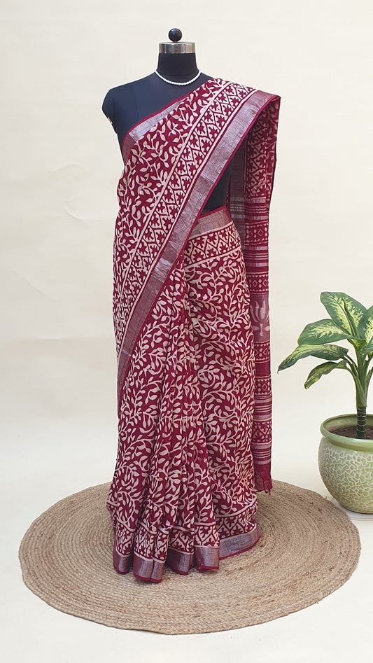 Laal Bagh HBP Linen Saree | LNHB-0018